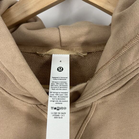 Lululemon All Yours Hoodie Size 4 Beech Wood Tan Terry Pullover Sweatshirt Yoga - Picture 4 of 7